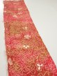 Photo3: 4K05z30  Japanese Kimono Silk SHIBORI FABRIC Flower Red-Pink 46.5x10.2 (3)
