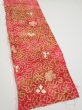 Photo2: 4K06z30  Japanese Kimono Silk SHIBORI FABRIC Flower Red-Pink 45.7x10.2 (2)