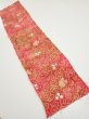 Photo5: 4K06z30  Japanese Kimono Silk SHIBORI FABRIC Flower Red-Pink 45.7x10.2 (5)