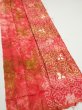 Photo3: 4K07z80  Japanese Kimono Silk SHIBORI FABRIC Flower Red-Pink 82.7x15.0 (3)