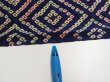 Photo6: 4K01z50  Japanese Kimono Silk SHIBORI FABRIC  Dark navy 42.9x14.8 (6)