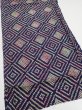 Photo2: 4K02z50  Japanese Kimono Silk SHIBORI FABRIC  Dark navy 42.9x14.8 (2)
