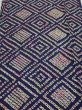 Photo1: 4K05z40  Japanese Kimono Silk SHIBORI FABRIC  Dark navy 51.6x10.4 (1)