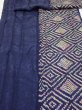 Photo2: 4K07z100  Japanese Kimono Silk SHIBORI FABRIC  Dark navy 92.9x14.8 (2)