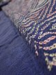 Photo5: 4K07z100  Japanese Kimono Silk SHIBORI FABRIC  Dark navy 92.9x14.8 (5)