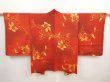 Photo1: 6903T03z520 Vintage Japanese Kimono Silk HAORI Lily Orange-Red (1)