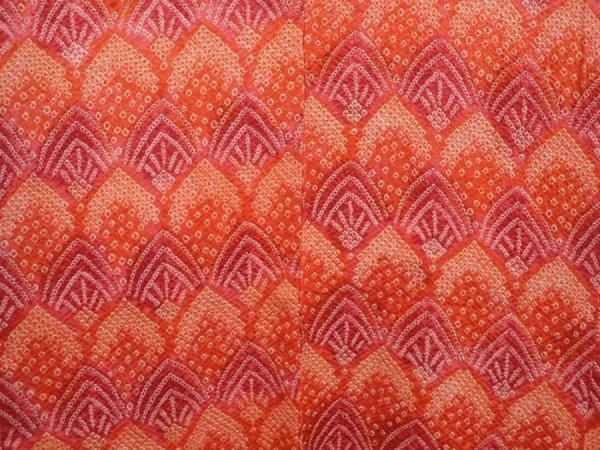 Photo3: 6903T04z480 Vintage Japanese Kimono Silk SHIBORI HAORI  Orange-Red (3)