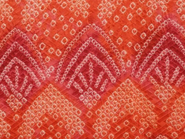 Photo4: 6903T04z480 Vintage Japanese Kimono Silk SHIBORI HAORI  Orange-Red (4)