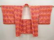 Photo5: 6903T04z480 Vintage Japanese Kimono Silk SHIBORI HAORI  Orange-Red (5)