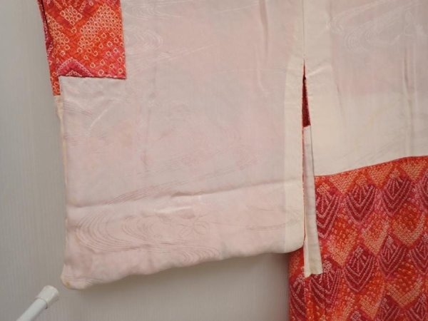 Photo8: 6903T04z480 Vintage Japanese Kimono Silk SHIBORI HAORI  Orange-Red (8)
