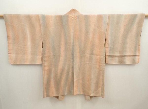 Photo1: 6903T01z610 Vintage Japanese Kimono Silk HAORI  Light brown (1)