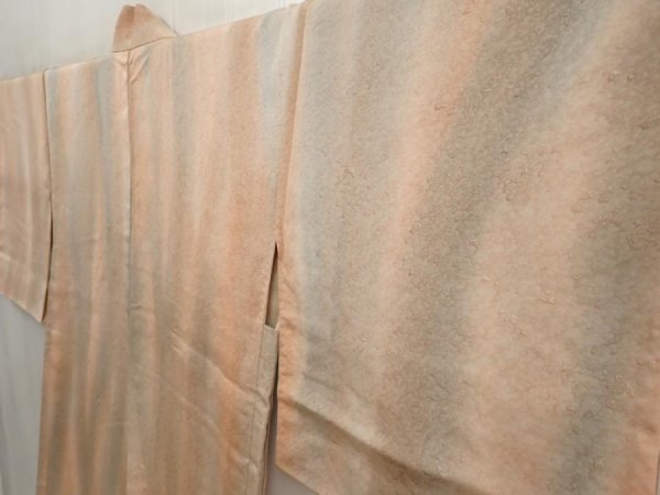 Photo2: 6903T01z610 Vintage Japanese Kimono Silk HAORI  Light brown (2)