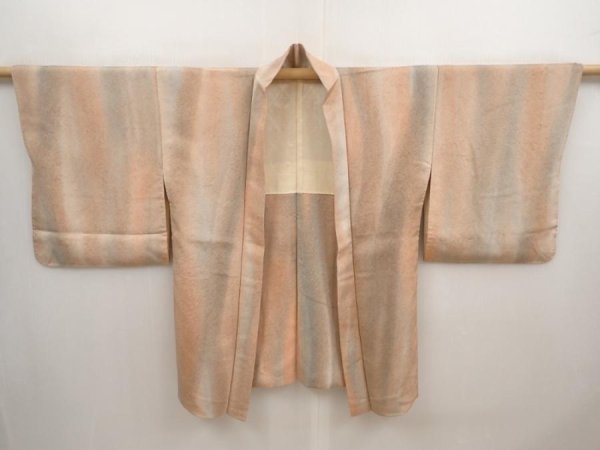 Photo5: 6903T01z610 Vintage Japanese Kimono Silk HAORI  Light brown (5)