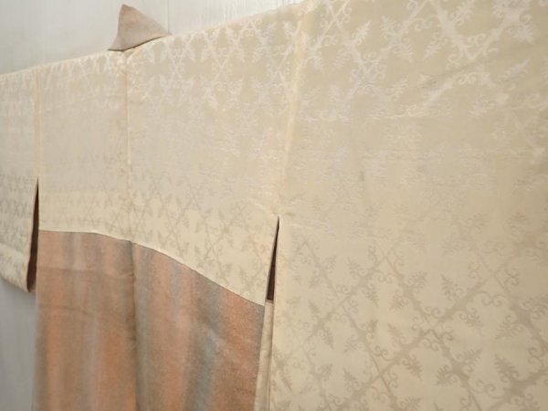 Photo7: 6903T01z610 Vintage Japanese Kimono Silk HAORI  Light brown (7)