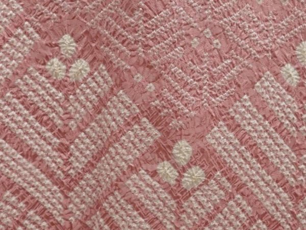 Photo4: 6903T04z430 Vintage Japanese Kimono Silk SHIBORI HAORI  Off-white (4)