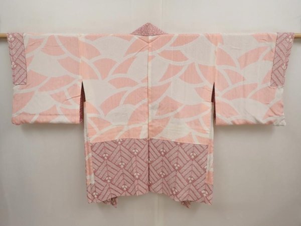 Photo6: 6903T04z430 Vintage Japanese Kimono Silk SHIBORI HAORI  Off-white (6)