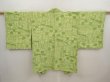 Photo1: 6903T05z560 Vintage Japanese Kimono Silk HAORI  Yellow green (1)