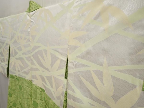 Photo7: 6903T05z560 Vintage Japanese Kimono Silk HAORI  Yellow green (7)