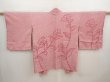 Photo1: 6903T06z460 Vintage Japanese Kimono Silk SHIBORI HAORI Flower Coral pink (1)
