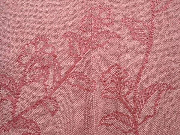 Photo3: 6903T06z460 Vintage Japanese Kimono Silk SHIBORI HAORI Flower Coral pink (3)