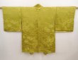 Photo3: 6903T07z500 Vintage Japanese Kimono Silk HAORI Flowers Sulfur yellow (3)