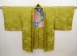 Photo5: 6903T07z500 Vintage Japanese Kimono Silk HAORI Flowers Sulfur yellow (5)