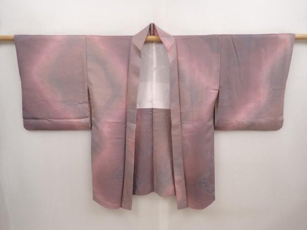 Photo5: 6903T10z560 Vintage Japanese Kimono Silk HAORI Flower Light purple (5)