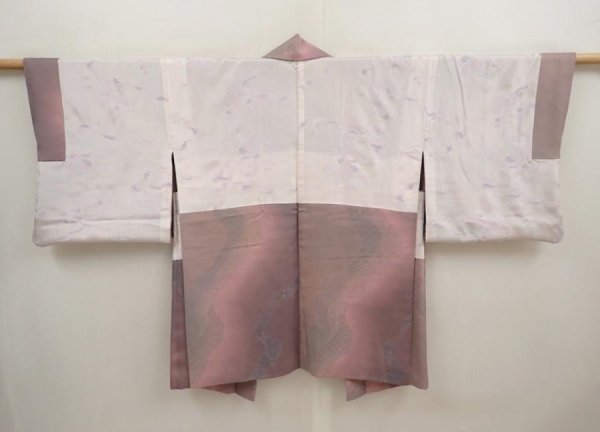 Photo6: 6903T10z560 Vintage Japanese Kimono Silk HAORI Flower Light purple (6)