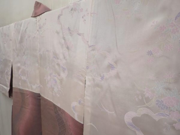 Photo7: 6903T10z560 Vintage Japanese Kimono Silk HAORI Flower Light purple (7)