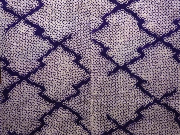 Photo3: 6903T11z340 Vintage Japanese Kimono Silk SHIBORI HAORI  	Dark lavender (3)