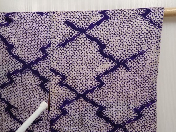 Photo5: 6903T11z340 Vintage Japanese Kimono Silk SHIBORI HAORI  	Dark lavender (5)