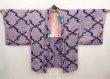 Photo6: 6903T11z340 Vintage Japanese Kimono Silk SHIBORI HAORI  	Dark lavender (6)
