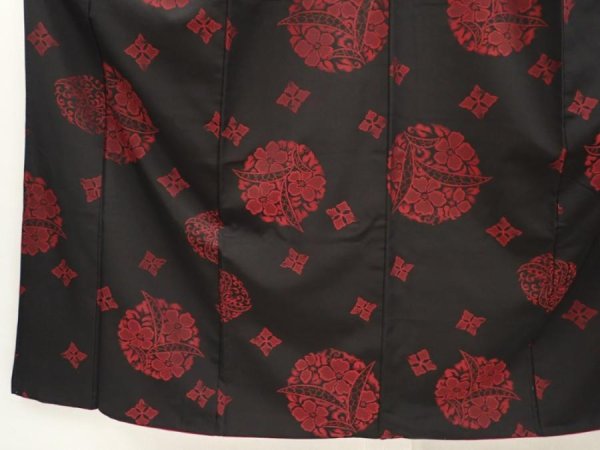 Photo4: 6903T12z690 Vintage Japanese Kimono Silk OMESHI Flower Black (4)