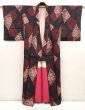 Photo8: 6903T13z920 Vintage Japanese Kimono Blend silk OMESHI Flowers Black (8)