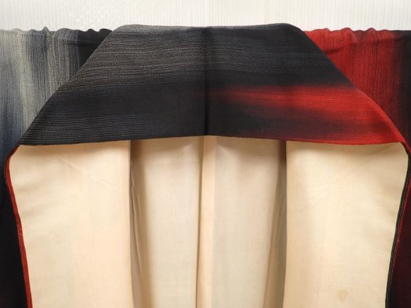 Photo7: 6903T14z800 Vintage Japanese Kimono Silk OMESHI Kasuri Black (7)