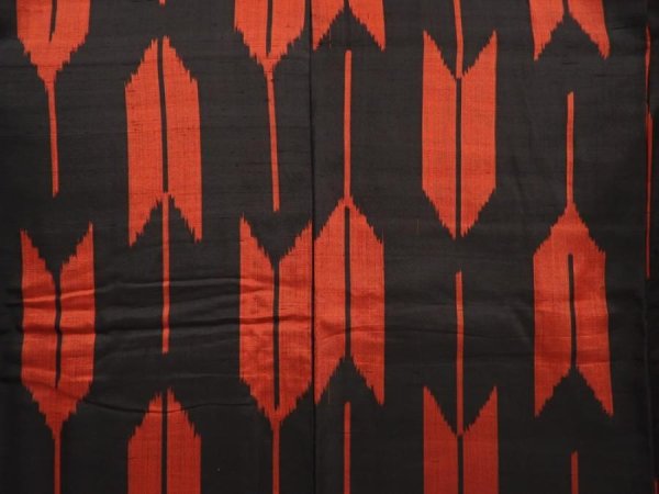 Photo5: 6903T15z630 Vintage Japanese Kimono Silk TSUMUGI Yagasuri Black (5)