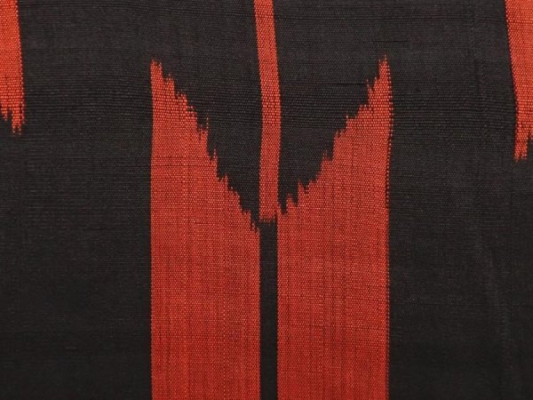 Photo6: 6903T15z630 Vintage Japanese Kimono Silk TSUMUGI Yagasuri Black (6)