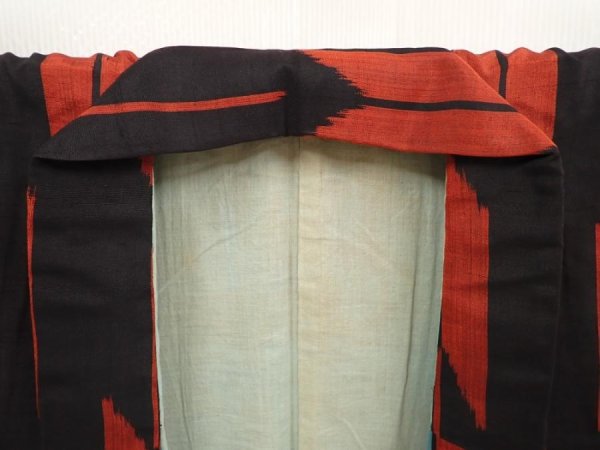 Photo8: 6903T15z630 Vintage Japanese Kimono Silk TSUMUGI Yagasuri Black (8)