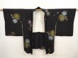 Photo6: 6909T01z670 Vintage Japanese Kimono Silk HAORI Chrysanthemum Black (6)