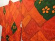 Photo2: 6909T02z590 Vintage Japanese Kimono Silk HAORI Flowers Tomato red (2)