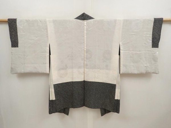Photo6: 6909T03z480 Vintage Japanese Kimono Silk SHIBORI HAORI  Black (6)