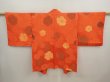 Photo1: 6909T05z570 Vintage Japanese Kimono Silk HAORI Flower Orangered (1)