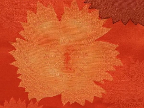 Photo4: 6909T05z570 Vintage Japanese Kimono Silk HAORI Flower Orangered (4)