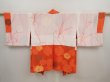 Photo7: 6909T05z570 Vintage Japanese Kimono Silk HAORI Flower Orangered (7)