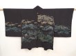 Photo1: 6909T07z550 Vintage Japanese Kimono Silk HAORI Mountain Black (1)
