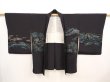 Photo6: 6909T07z550 Vintage Japanese Kimono Silk HAORI Mountain Black (6)