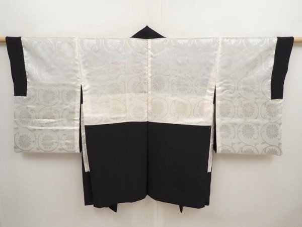 Photo7: 6909T07z550 Vintage Japanese Kimono Silk HAORI Mountain Black (7)
