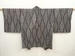 Photo1: 6909T09z530 Vintage Japanese Kimono Silk SHIBORI HAORI Tatewaku Black (1)