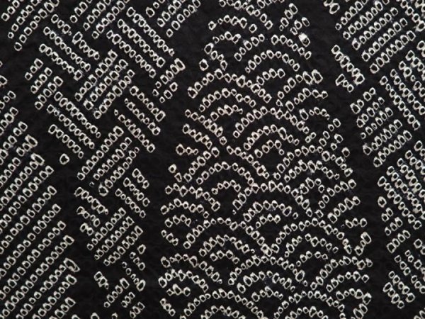 Photo4: 6909T09z530 Vintage Japanese Kimono Silk SHIBORI HAORI Tatewaku Black (4)