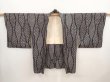 Photo5: 6909T09z530 Vintage Japanese Kimono Silk SHIBORI HAORI Tatewaku Black (5)